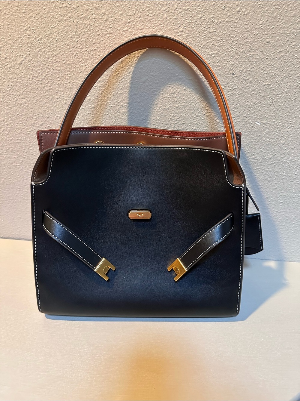 Tory Burch Lee Small Leather Double Bag (original suede sides)